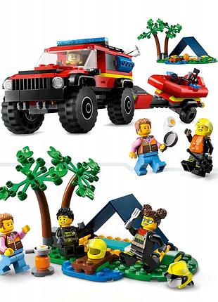 Конструктор lego city тереновий автомобіль suv з пожежною машиною та човном