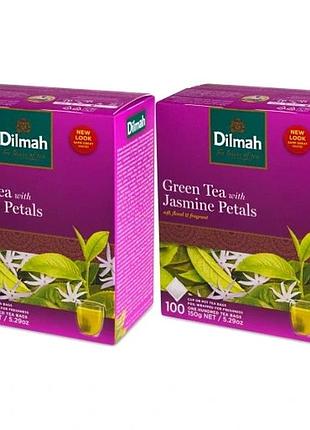 Набір 2 штуки зеленого чаю dilmah green tea jasmine без підвіси жасмин експресовий