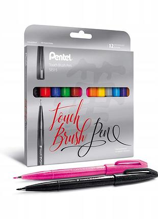Набір маркерів pentel touch brush pen 12 штук