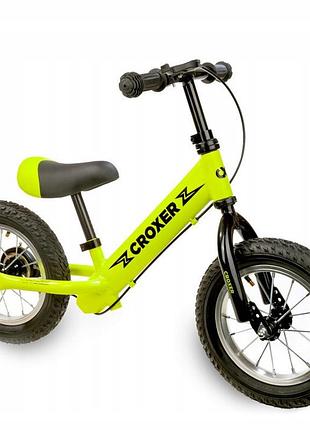 Біговий велосипед croxer leox lime з гальмом