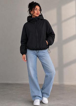 Ветровка на подкладке ao875 черная oversize s-l