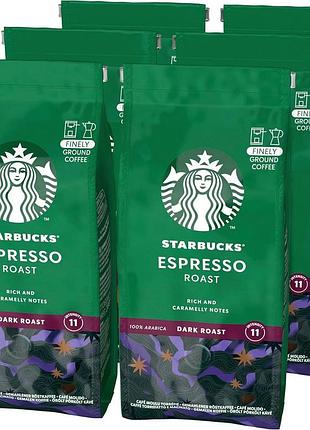 Starbucks espresso roast темна обсмажка мелена кава 200г (6 шт у наборі)