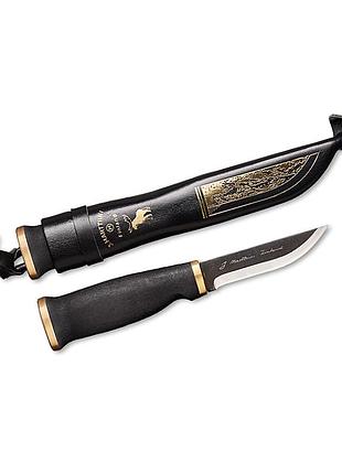 Нож marttiini moose black длина лезвия 9cm (547021w) финский нож с рукоятью из берёзы и кожаными ножнами