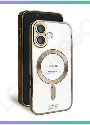 Чехол magsafe для apple iphone 16 коричневый накладка с закрытой камерой и стеклом на камеру sku_27100 sku_stcom_2710000317227