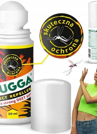 Набір з 3 штук засіб mugga strong roll-on молочко 50% deet від комарів і кліщів