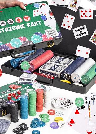 Набір для покеру 300 фішок texas hold'em валіза карти