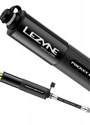 Ручний насос lezyne pocket drive hv чорний 6.2 бар/90psi 14см міні
