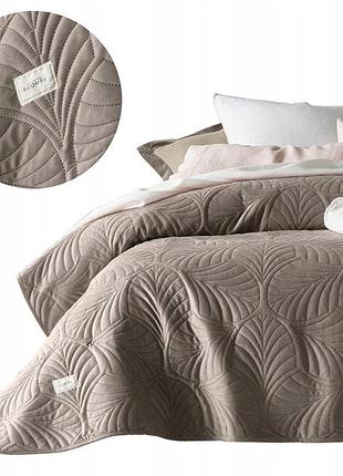 Покривало room99 feel велюрове стьобане 200x220 коричневе для ліжка та дивана
