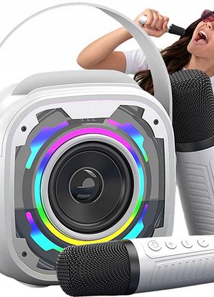 Бездротовий мікрофон для караоке динамік з bluetooth для дітей комплект з 2 мікрофонами і led +