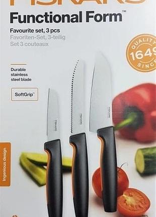 Fiskars набір комплект 3 ножів ніж для очищення помідорів шеф-кухаря 12 см