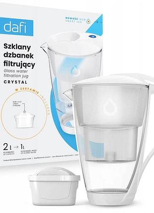 Фільтруючий скляний кувшин dafi crystal led + 1 фільтр unimax білий
