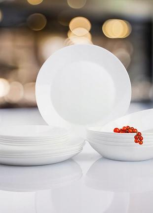 Сервіз столовий sonia festa italia набір тарілок біле скло на 6 осіб
