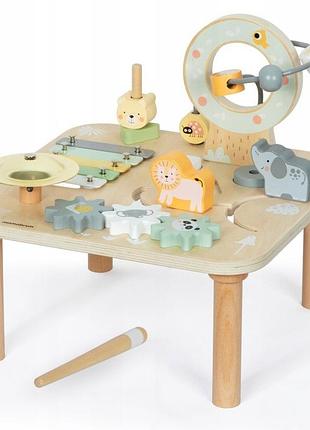 Дерев'яний навчальний столик 7в1 музичний цимбали гонг дика джунглі