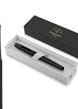 Parker ручка кулькова im чорний матовий з чорним pvd тонкий наконечник чорний стрижень подарункова коробка