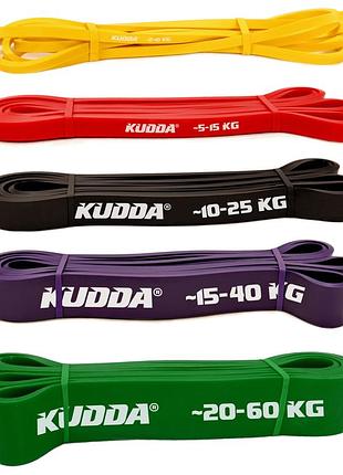 Набір з 5 еспандерів для вправ power band фітнес резинки високої якості kudda