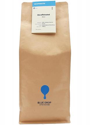 Кава в зернах арабіка "blue drop coffee roasters" з мексики без кофеїну 1000 г безкофеїнна 100% 1 кг свіжо-обсмажена для кавоварки
