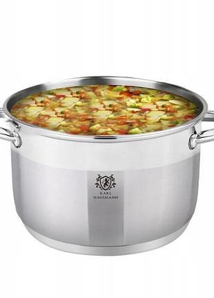 Сріблястий сталевий горщик karl hausmann solid 3l з нержавіючої сталі для індукції