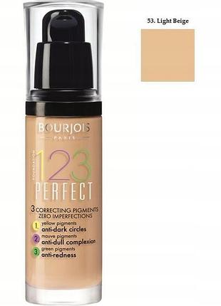 Набір з 3 штук тональний крем bourjois 123 perfect №53 light beige 30 мл spf 10