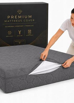 Чохол на матрац pokrowiec 160x200 товстий захисний на блискавці сірий pure