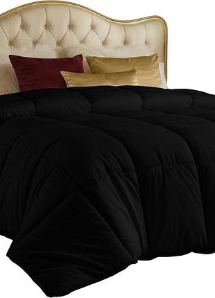 Utopia bedding ковдра на двоспальне ліжко всесезонна з альтернативним пухом стьобана з кутовими петлями машинне прання (чорна)