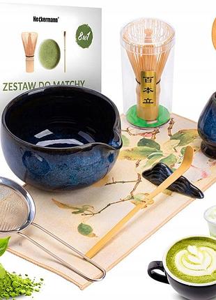 Набір для чаю nara matcha 8в1 вінчик підставка ложечка