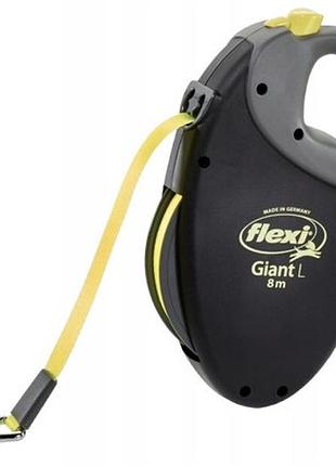 Flexi giant neon автоматичний повідок для собаки жовта стрічка l 8 метрів