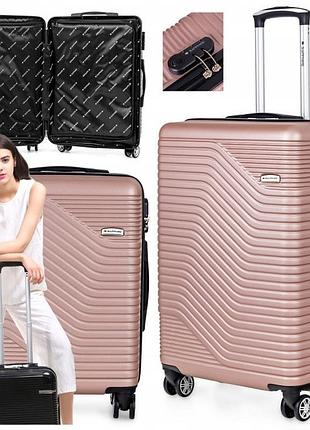 Велика подорожна валіза на колесах багаж з abs міцна з кодовим замком xxl sapphire duo