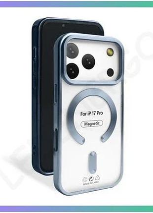 Чехол magsafe для apple iphone 17 pro матовый с открытой камерой и закрытым низом синий sku_2710000336 sku_stcom_2710000336204