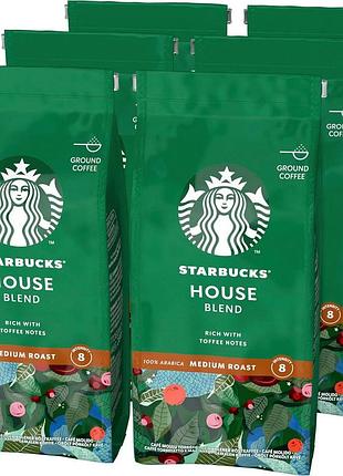 Starbucks house blend середнє обсмаження мелена кава 200г (6 штук у наборі)