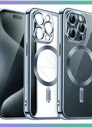 Чехол magsafe для apple iphone 11 pro max с закрытой камерой и стеклом на камеру синий sku_27100002970 sku_stcom_2710000297024