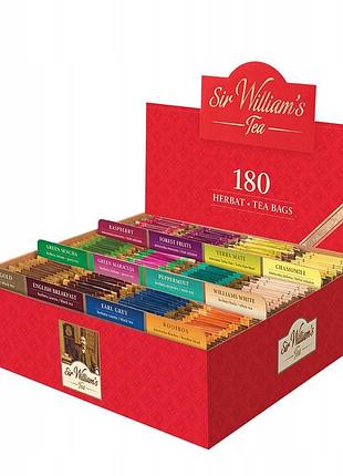 Презентер з чаями sir william's tea набір з 180 чаїв мікс смаків