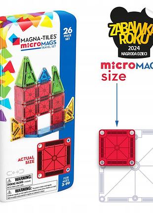 Magna-tiles магнітні блоки travel micromags 26 міні-блоків подорожніх елементів
