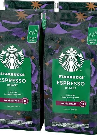 Starbucks espresso roast темна обсмажка кава в зернах 450г (4 шт у наборі)