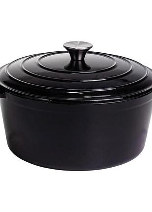Кастрюля чугунная эмалированная 6,5 л, черный yiwu hp-flg-3 black