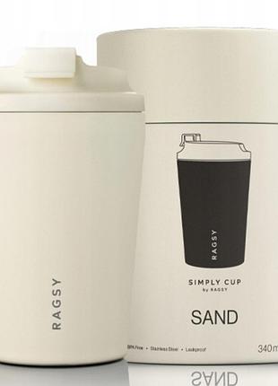 Термокружка simply cup з керамічним внутрішнім покриттям 340 мл колір sand