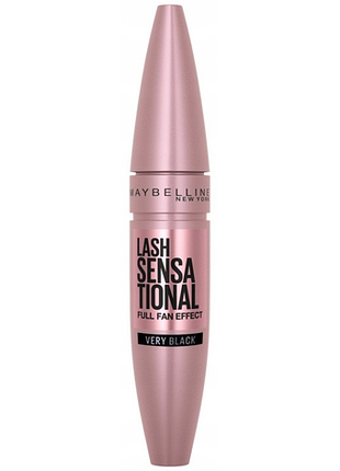 Набір з 3 штук туш для вій maybelline lash sensational very black об'єм 9,5 мл чорний