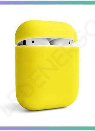 Чехол для airpods slim желтый силиконовый для защиты наушников apple sku_2710000176336 sku_stcom_2710000176336