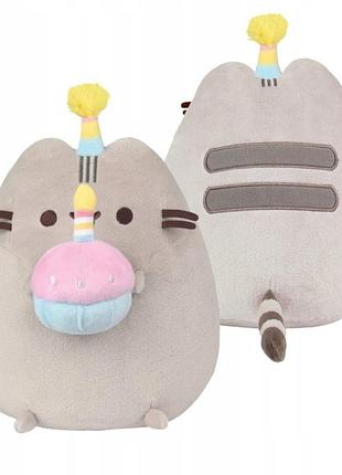 Pusheen з тортом в капелюшку 27см день народження