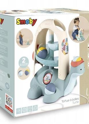 Іграшка smoby маленька черепаха для тягання з гіркою для м'ячиків