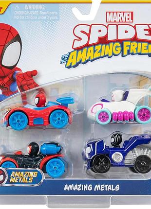 Marvel's spidey та його дивовижні друзі amazing metals 4-пак містить spidey ghost-spider чорна пантера miles morales: spider-man