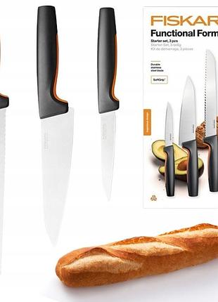 Ніж кухонний fiskars ff komplet 3 у наборі в коробці 1057559 сталь