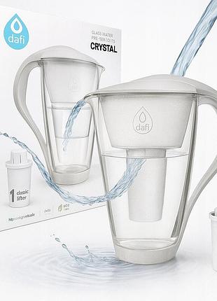 Фільтруючий скляний кувшин dafi crystal led білий + 1 класичний фільтр
