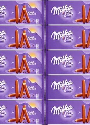 Набір 10 штук milka choco sticks покриті молочним шоколадом 112 г х10