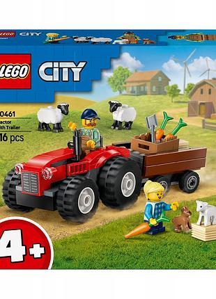 Lego city червоний трактор з причепом і вівцею 60461