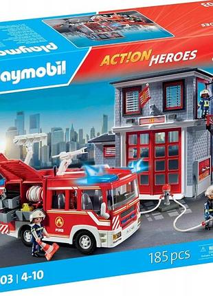 Playmobil 71603 пожежна варта пожежна частина пожежне авто з світловими ефектами і