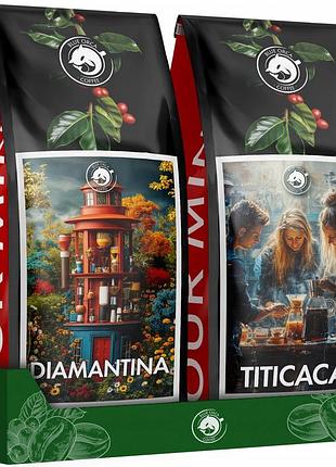 Кава в зернах 1кг x2 diamantina + titicaca 100% arabica blue orca +