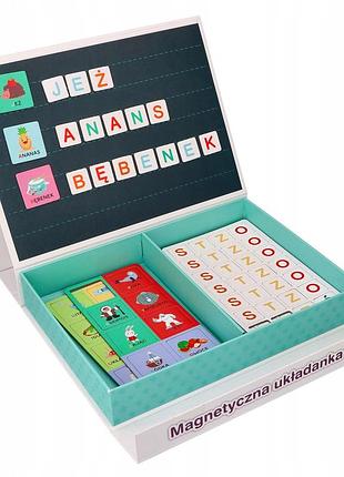 Adam toys магнітна пазл-гра abc з літерами та малюнками для вивчення літер