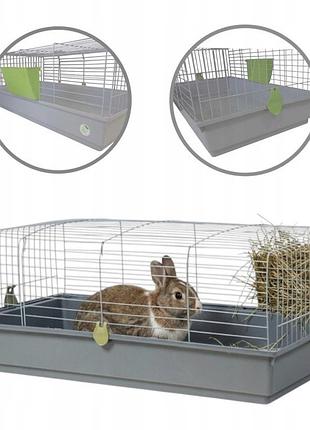 Клітка aquosplast для кролика велика 100x55x40 см сірого-зеленого кольору