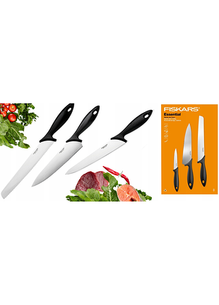 Fiskars набір 3 гострих кухонних ножів
