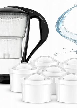 Фільтруючий кувшин для води скляний dafi crystal led + 6 фільтрів unimax чорний